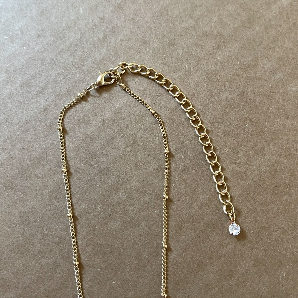 Gold Rhinestone Butterfly Wing Necklace - Picture 2 of 3